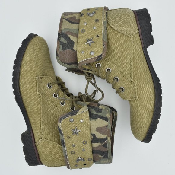 NWOT Rock & Candy by ZiGi Green Camouflage Spraypaint Boots, Women's Size 6.5 - Picture 12 of 13